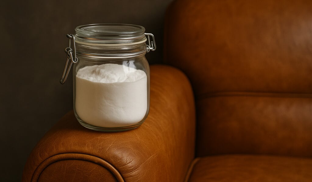 Bicarbonate de soude sur canapé cuir